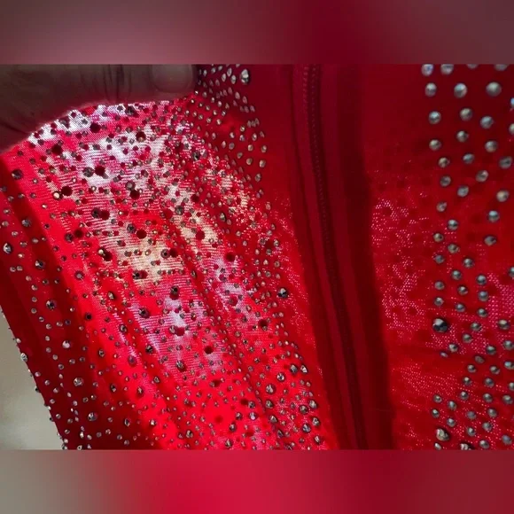 Red See-through Studded Bodysuit - Picture 9 of 16
